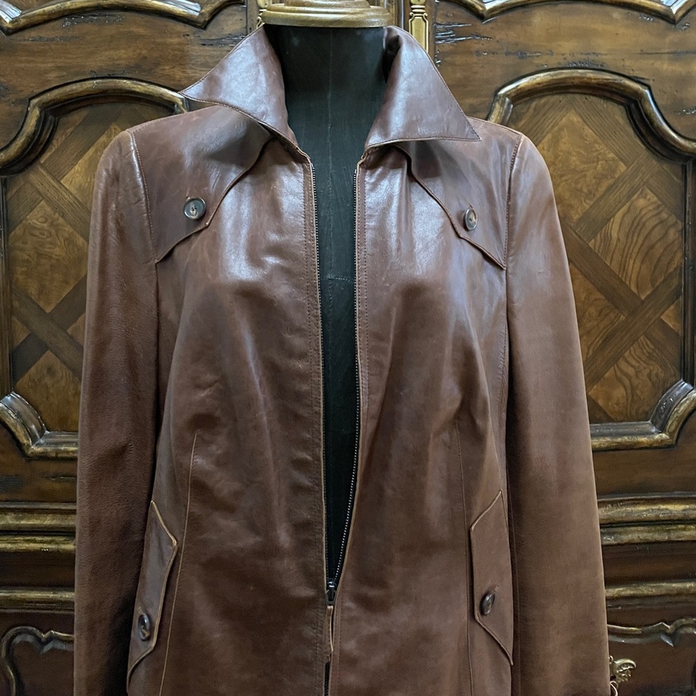 Akris Lambs leather Brown Jacket US 12